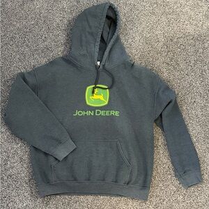John Deere Dark Gray Hoodie with Green Logo